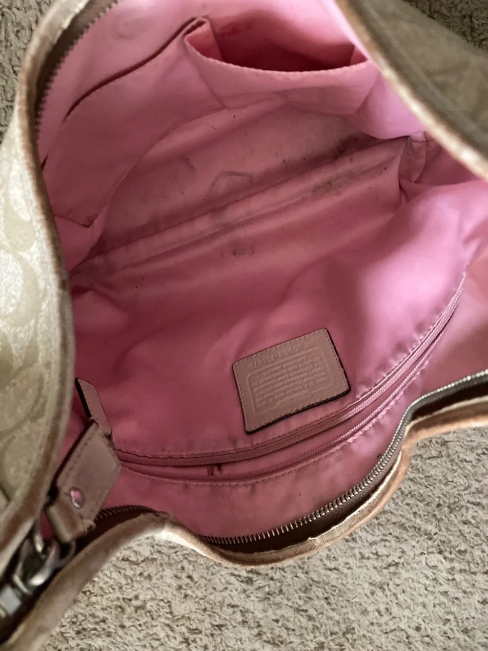 Coach Hobo Shoulder/Crossbody bag, Pink/White stripe
